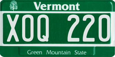 VT license plate XOQ220