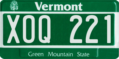 VT license plate XOQ221