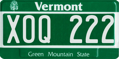 VT license plate XOQ222