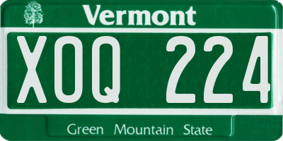 VT license plate XOQ224