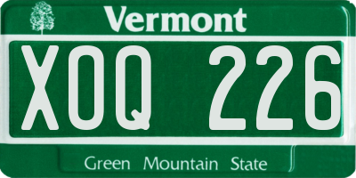 VT license plate XOQ226