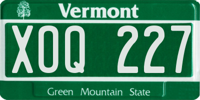 VT license plate XOQ227