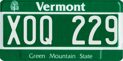 VT license plate XOQ229