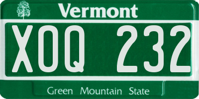 VT license plate XOQ232