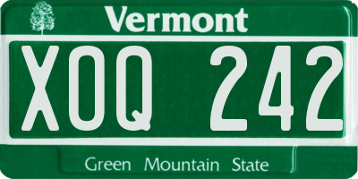 VT license plate XOQ242