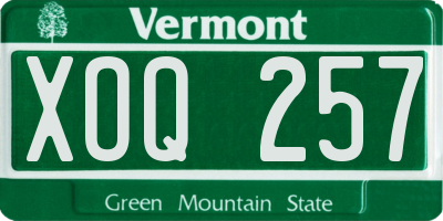 VT license plate XOQ257