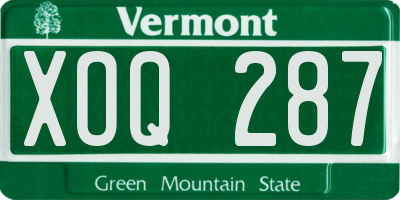 VT license plate XOQ287