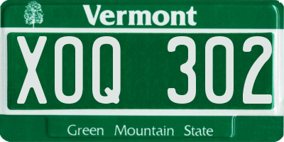 VT license plate XOQ302