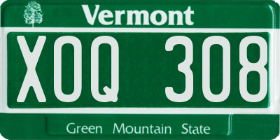 VT license plate XOQ308