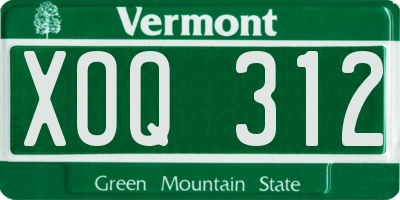 VT license plate XOQ312