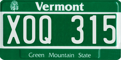 VT license plate XOQ315