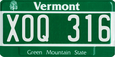 VT license plate XOQ316