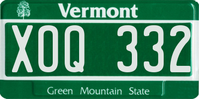VT license plate XOQ332