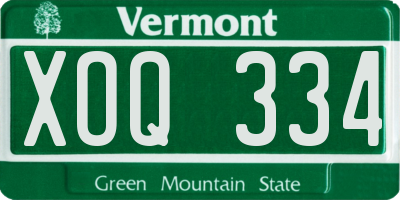 VT license plate XOQ334