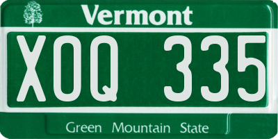 VT license plate XOQ335