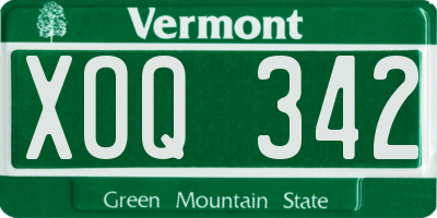 VT license plate XOQ342