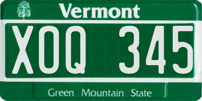 VT license plate XOQ345