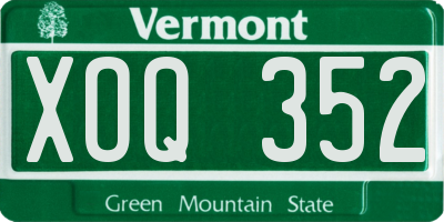 VT license plate XOQ352