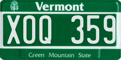 VT license plate XOQ359