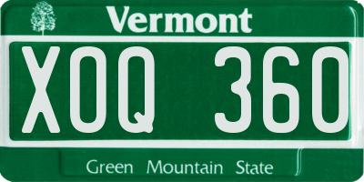 VT license plate XOQ360