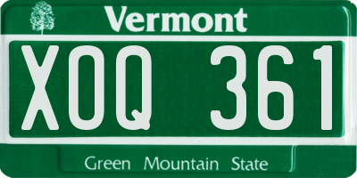 VT license plate XOQ361