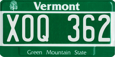 VT license plate XOQ362