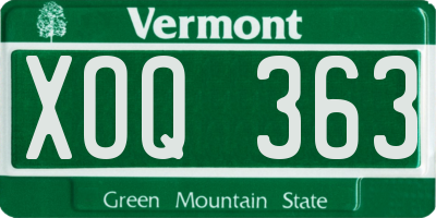 VT license plate XOQ363