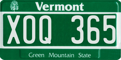 VT license plate XOQ365