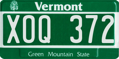 VT license plate XOQ372