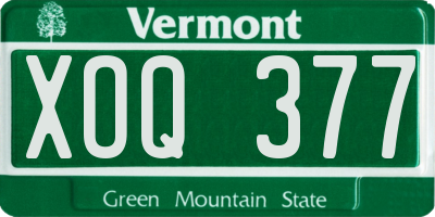 VT license plate XOQ377