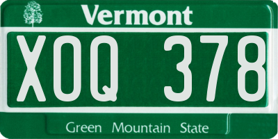 VT license plate XOQ378