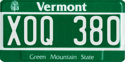 VT license plate XOQ380