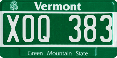 VT license plate XOQ383