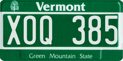VT license plate XOQ385