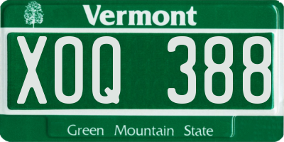 VT license plate XOQ388