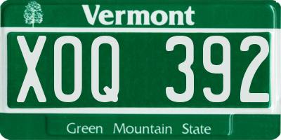 VT license plate XOQ392