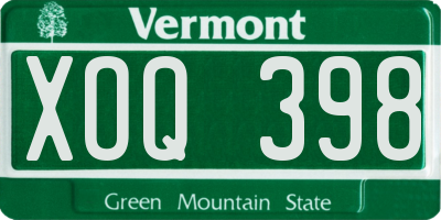 VT license plate XOQ398