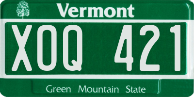 VT license plate XOQ421