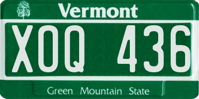 VT license plate XOQ436