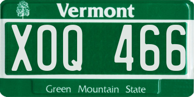 VT license plate XOQ466