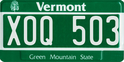 VT license plate XOQ503