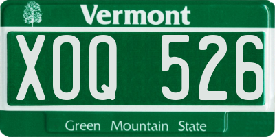 VT license plate XOQ526
