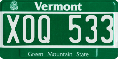 VT license plate XOQ533