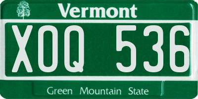 VT license plate XOQ536