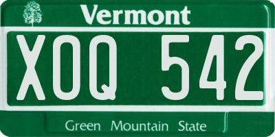 VT license plate XOQ542