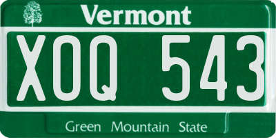 VT license plate XOQ543