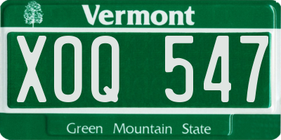 VT license plate XOQ547