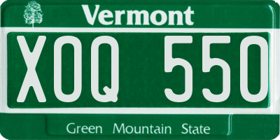 VT license plate XOQ550