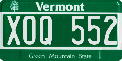 VT license plate XOQ552
