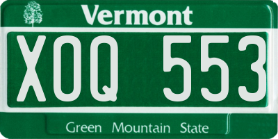 VT license plate XOQ553